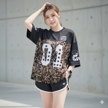 เสื้อ Oversize ผู้หญิง ลาย STAR01 LEOPARD ลายเสือผสมสปอร์ต หมายเลข 01