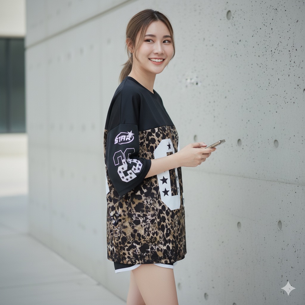 เสื้อ oversize เสื้อ oversize jersey ลายเสือสปอร์ต ใส่สบาย แต่งลุคได้ทุกวัน
