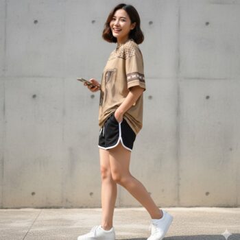 เสื้อ Oversize ผู้หญิง ลาย ROYAL8 โทนน้ำตาลทอง มงกุฎสปอร์ตเด่น สตรีทแฟชั่น