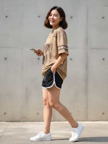 เสื้อ Oversize ผู้หญิง ลาย ROYAL8 โทนน้ำตาลทอง มงกุฎสปอร์ตเด่น สตรีทแฟชั่น