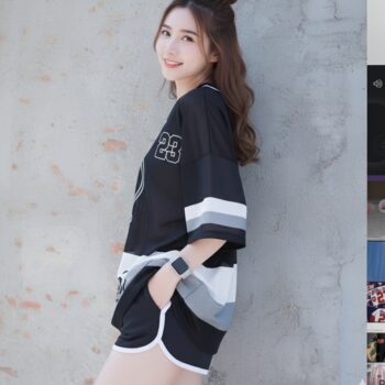 เสื้อ Oversize ผู้หญิง ลาย CALIFORNIA23 BLACK โทนขาวดำ สปอร์ตคูล