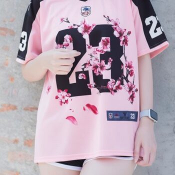 เสื้อ jersey oversize สีชมพู สตรีทแฟชั่นหญิง หมายเลข 23