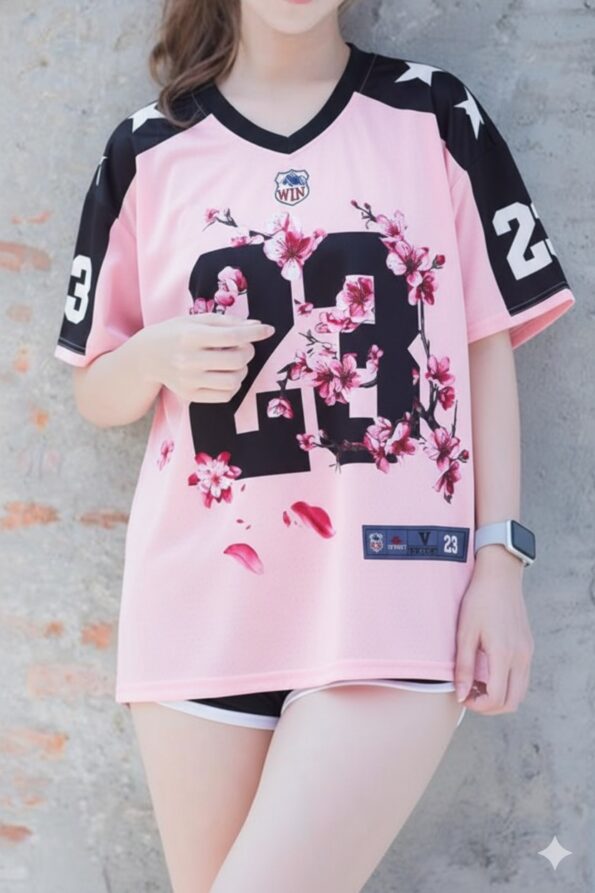 เสื้อ jersey oversize สีชมพู สตรีทแฟชั่นหญิง หมายเลข 23