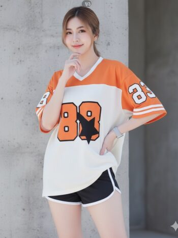 เสื้อ oversize ผู้หญิง ลาย VICTORY9 ทรงสตรีท สปอร์ต เสื้อ โอเวอร์ ไซส์