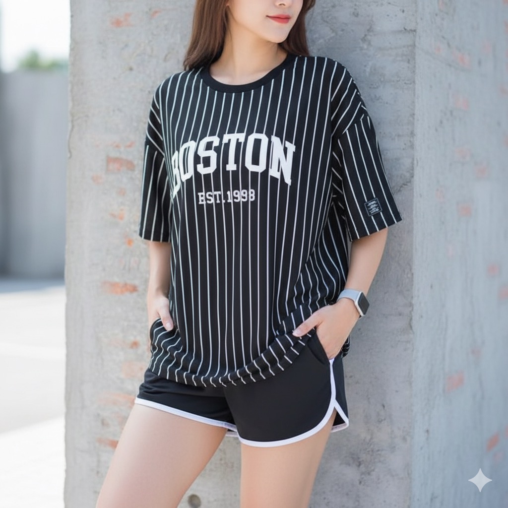 เสื้อ oversize เสื้อ oversize ผู้หญิง ลาย ASTON ทรงสตรีท สปอร์ต เสื้อ โอเวอร์ ไซส์