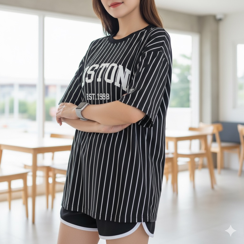 เสื้อ oversize เสื้อ oversize ผู้หญิง ลาย ASTON ทรงสตรีท สปอร์ต เสื้อ โอเวอร์ ไซส์