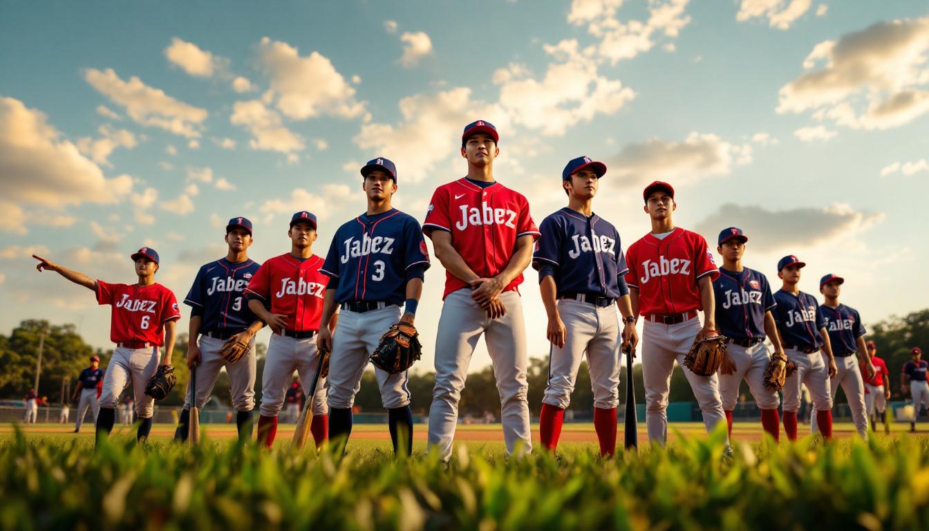 ทีมเบสบอลใส่เสื้อที่ออกแบบผ่านโปรแกรม Jabez