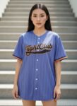 ORDER43V2 - เสื้อเบสบอลลายทาง Fight Club - ด้านหน้า นางแบบสวมใส่