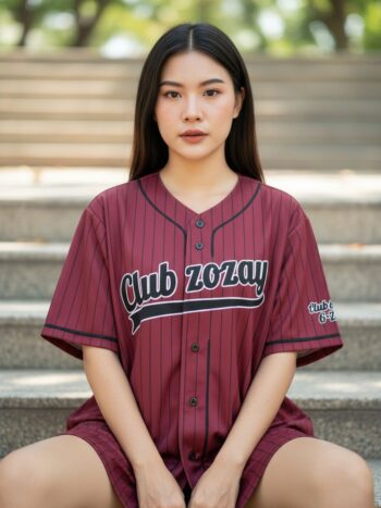 ORDER56 - เสื้อเบสบอล Club ZOZAY ครบรอบ 6 ปี - ด้านหน้า นางแบบสวมใส่