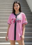 ORDER103A - เสื้อเบสบอลชมพูลายทาง 77 Club Stargirl