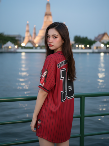 เสื้อเบสบอลพิมพ์ลาย สั่งทำ ORDER 496 ด้านหลัง