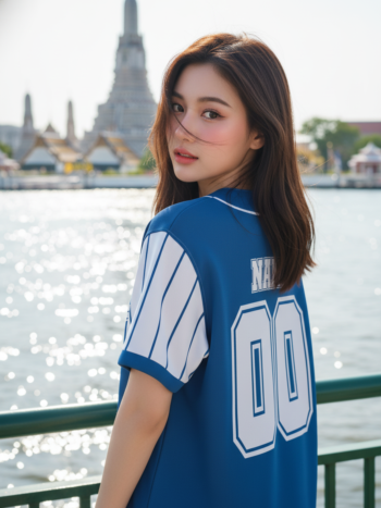 เสื้อเบสบอลพิมพ์ลาย สั่งทำ Meow Rusmintratip ด้านหลัง