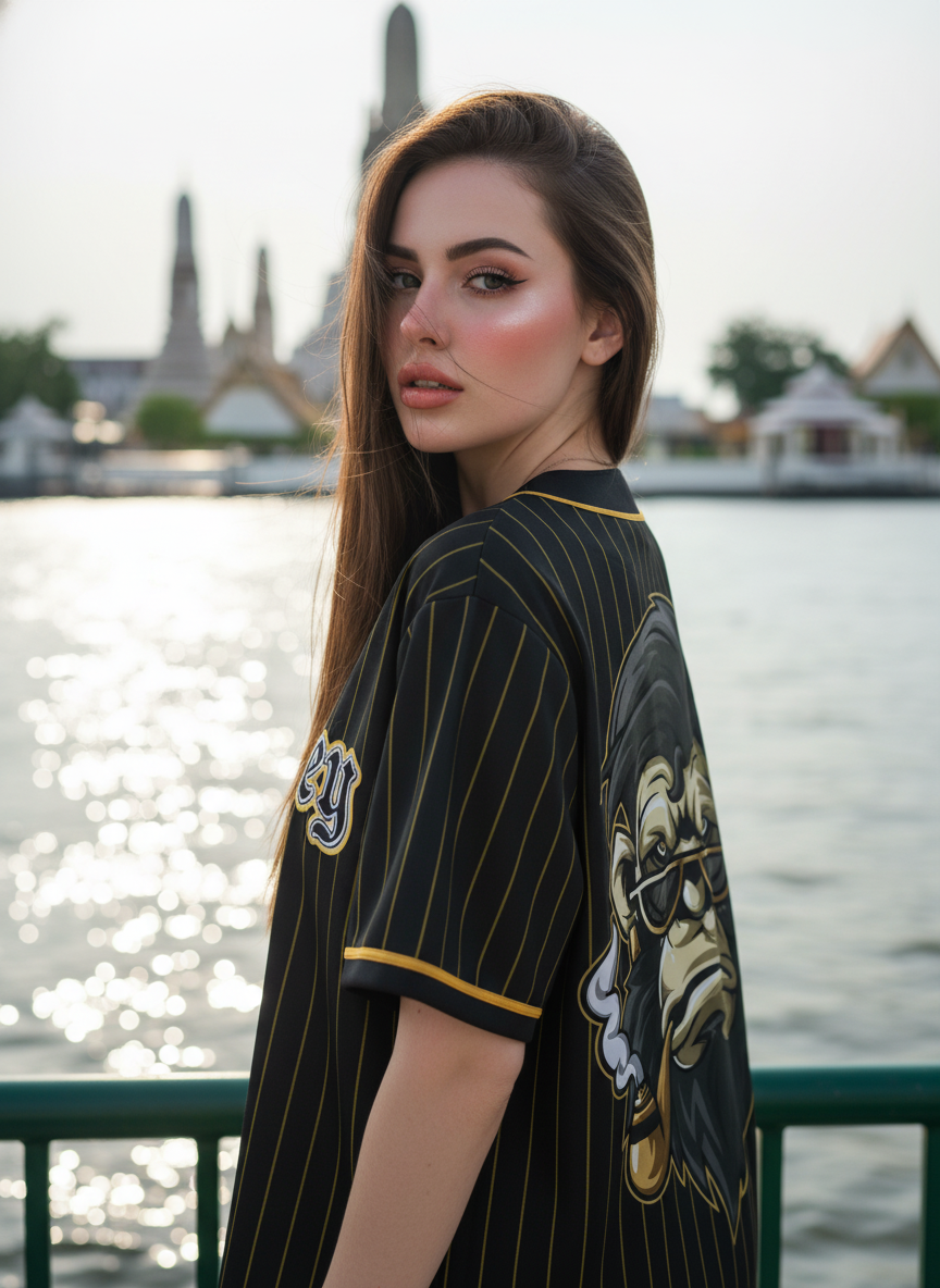 ORDER 115 เสื้อเบสบอล - ด้านหลัง เสื้อเบสบอลพิมพ์ลาย สั่งทำ ORDER 115 ด้านหลัง