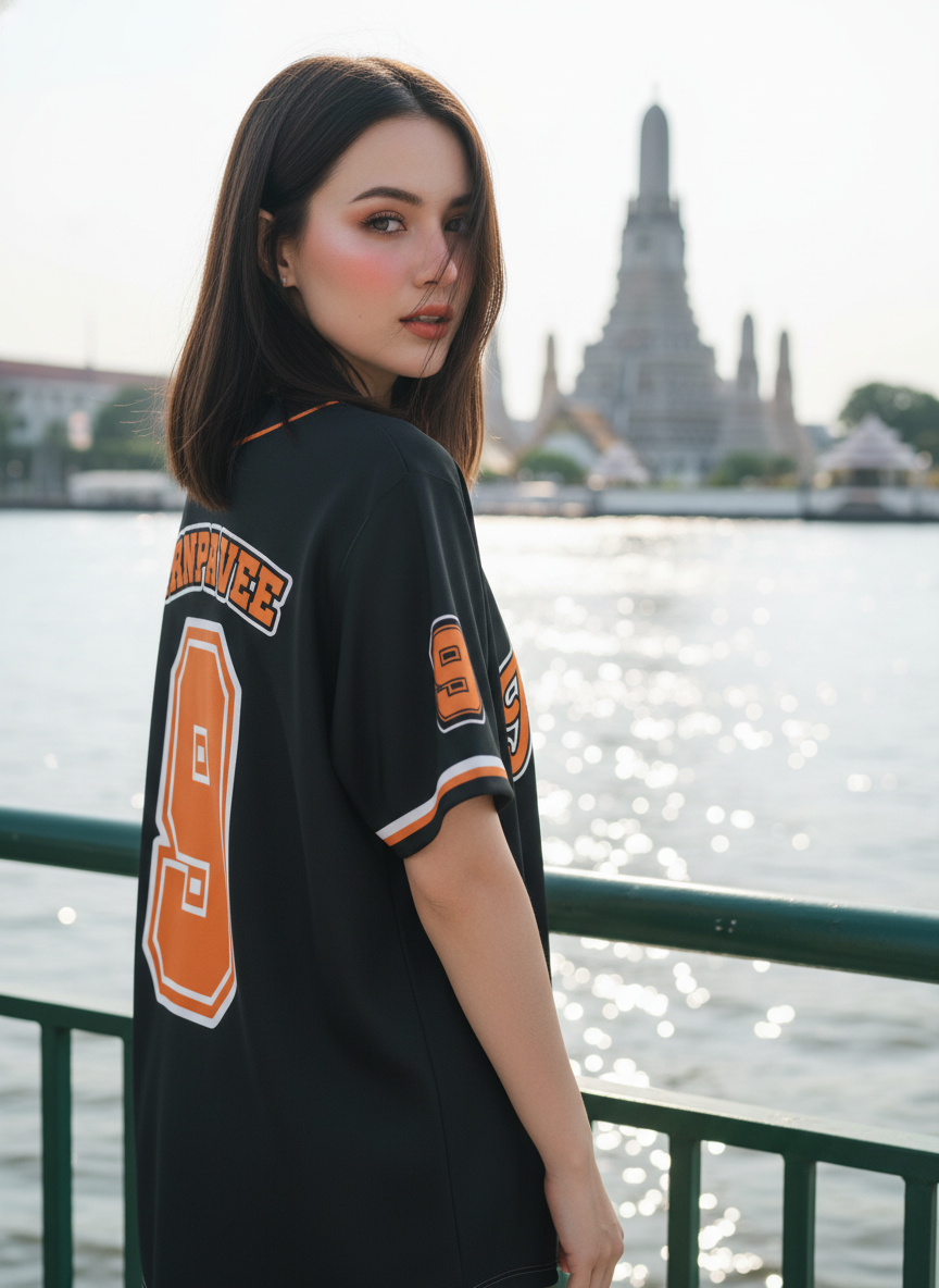 ORDER 120 เสื้อเบสบอล - ด้านหลัง เสื้อเบสบอลพิมพ์ลาย สั่งทำ ORDER 120 ด้านหลัง