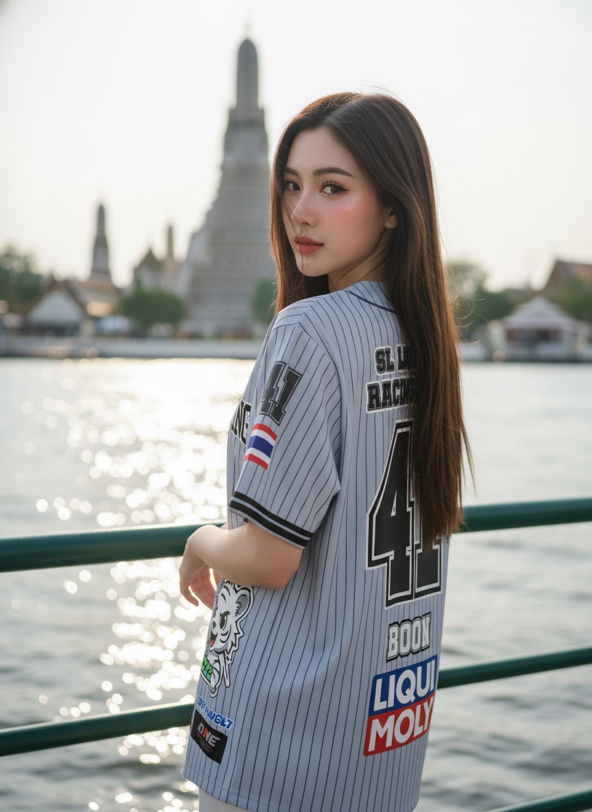 ORDER 153 เสื้อเบสบอล - ด้านหลัง เสื้อเบสบอลพิมพ์ลาย สั่งทำ ORDER 153 ด้านหลัง