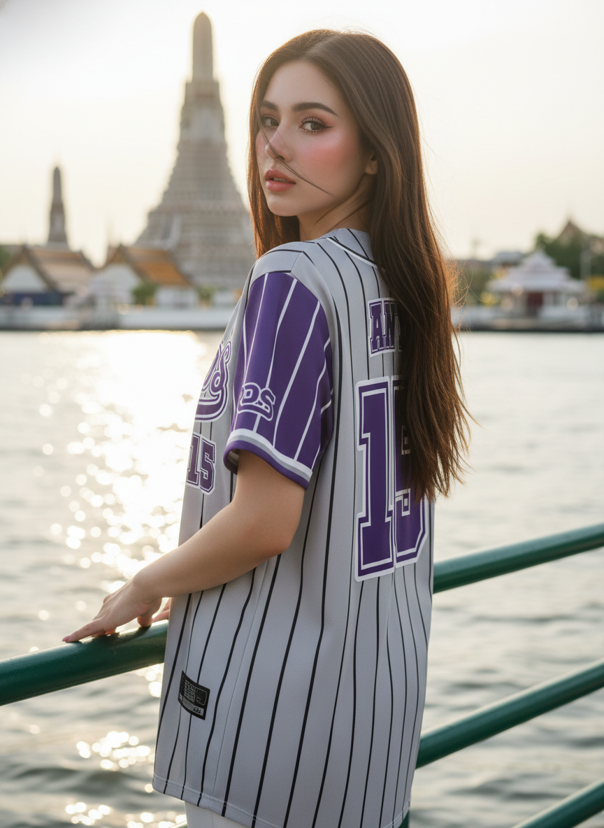 ORDER 205 เสื้อเบสบอล - ด้านหลัง เสื้อเบสบอลพิมพ์ลาย สั่งทำ ORDER 205 ด้านหลัง