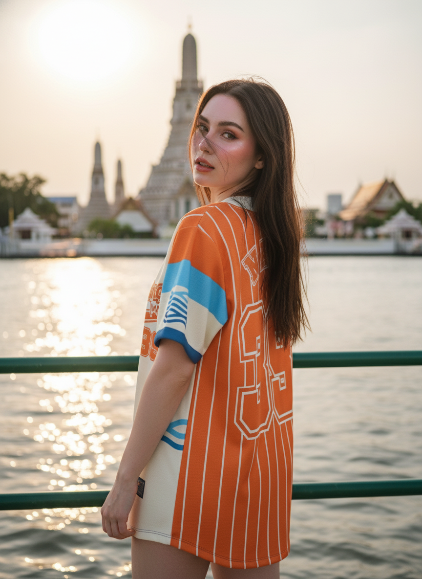 ORDER 222 เสื้อเบสบอล - ด้านหลัง เสื้อเบสบอลพิมพ์ลาย สั่งทำ ORDER 222 ด้านหลัง