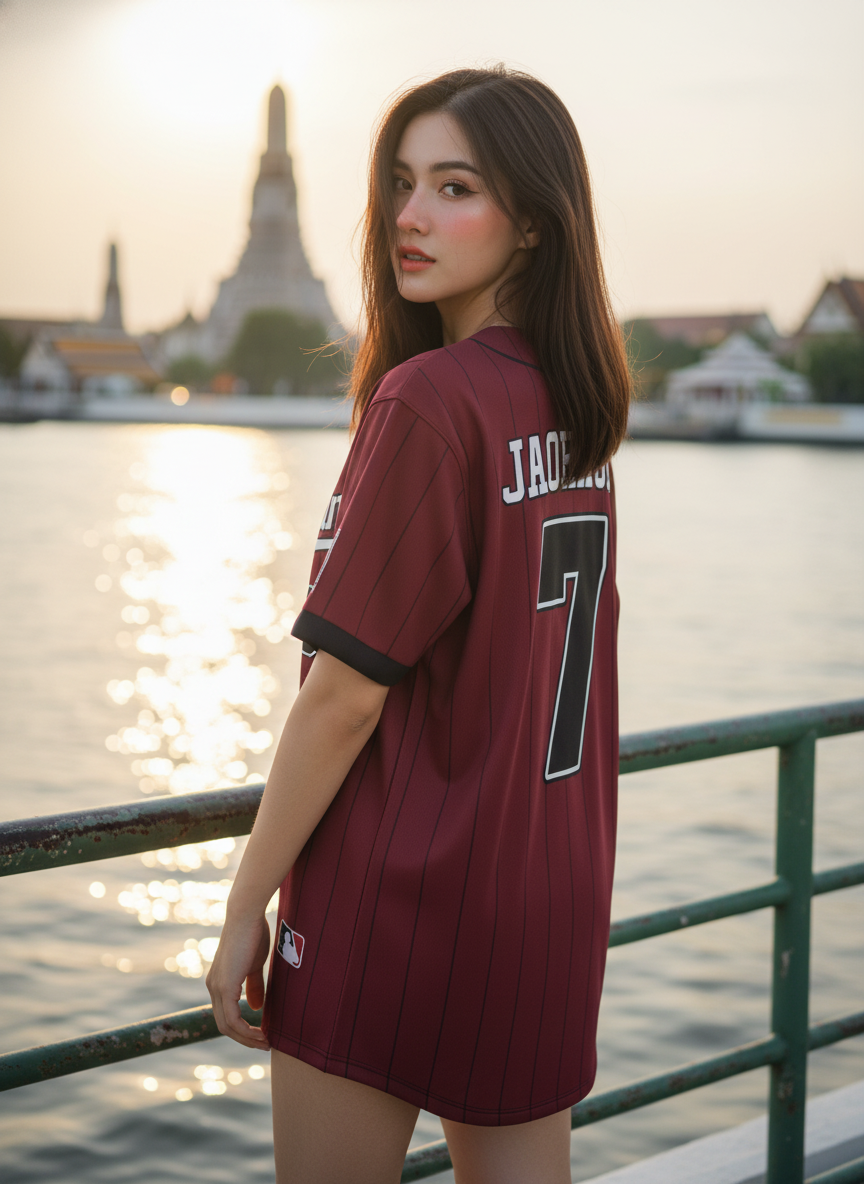ORDER 233 เสื้อเบสบอล - ด้านหลัง เสื้อเบสบอลพิมพ์ลาย สั่งทำ ORDER 233 ด้านหลัง