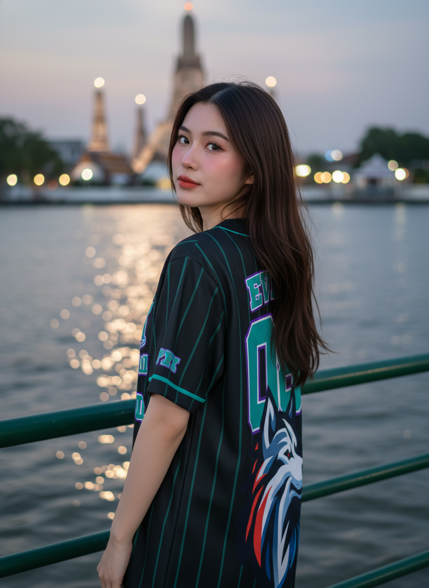 เสื้อเบสบอล SpinX Arena ลายหมาป่า - ด้านหลัง เสื้อเบสบอล SpinX Arena ลายหมาป่า EVERP 08 ด้านหลัง