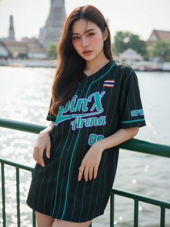 เสื้อเบสบอลพิมพ์ลาย SpinX Arena สั่งทำ ออกแบบเอง ด้านหน้า