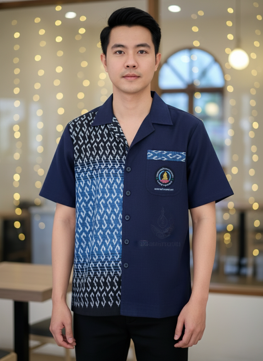 เสื้อทีมผ้าไทย ออกแบบ/รับผลิตเสื้อทีมผ้าไทย กรมท่า ด้านหน้า เสื้อทีมผ้าไทย ออกแบบ/รับผลิตเสื้อทีมผ้าไทย กรมท่า ด้านหน้า