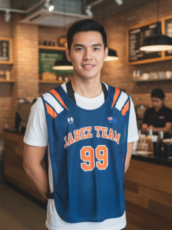 ออกแบบเสื้อกั๊ก รับผลิตเสื้อกั๊ก JABEZ ด้านหน้า