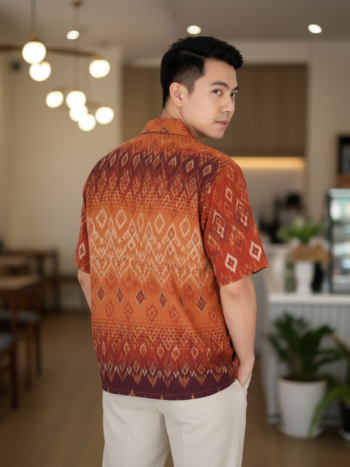เสื้อทีมผ้าไทย ลายมัดหมี่ ด้านหลัง