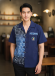 ออกแบบเสื้อทีมผ้าไทย รับผลิตเสื้อทีมผ้าไทย ทรงฮาวาย ด้านหน้า