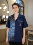 ออกแบบเสื้อทีมผ้าไทย รับผลิตเสื้อทีมผ้าไทย ทรงฮาวาย ด้านหน้า