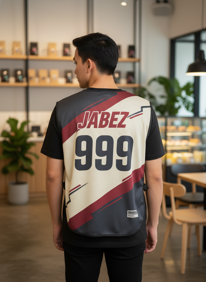เสื้อกั๊กทีม JABEZ ลายด้านหลัง เสื้อกั๊กทีม JABEZ ลายด้านหลัง