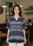 ออกแบบเสื้อทีมผ้าไทย รับผลิตเสื้อทีมผ้าไทย ทรงฮาวาย ด้านหน้า