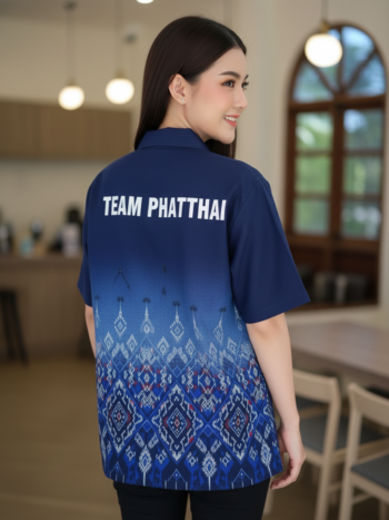 เสื้อทีมผ้าไทย ลายมัดหมี่ ด้านหลัง