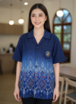 ออกแบบเสื้อทีมผ้าไทย รับผลิตเสื้อทีมผ้าไทย ทรงฮาวาย ด้านหน้า