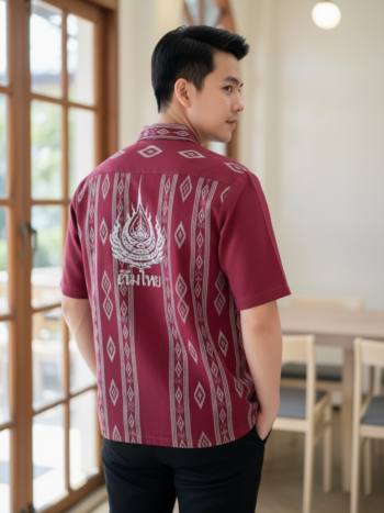 เสื้อทีมผ้าไทย ลายมัดหมี่ ด้านหลัง