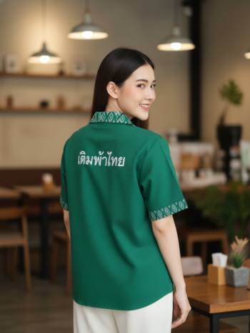 เสื้อทีมผ้าไทย ลายมัดหมี่ ด้านหลัง