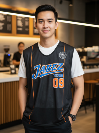 ออกแบบเสื้อกั๊ก รับผลิตเสื้อกั๊ก JABEZ ด้านหน้า
