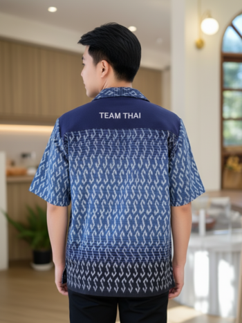 เสื้อทีมผ้าไทย ลายมัดหมี่ ด้านหลัง