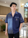 ออกแบบเสื้อทีมผ้าไทย รับผลิตเสื้อทีมผ้าไทย ทรงฮาวาย ด้านหน้า