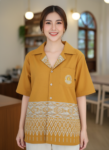 ออกแบบเสื้อทีมผ้าไทย รับผลิตเสื้อทีมผ้าไทย ทรงฮาวาย ด้านหน้า