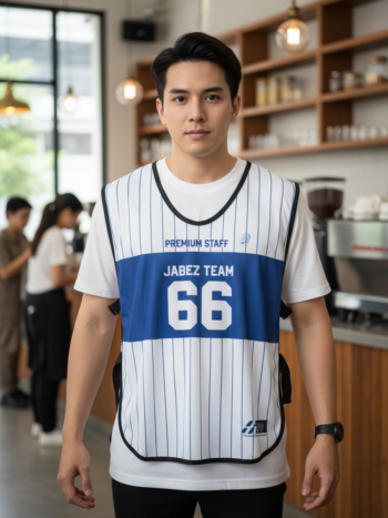ออกแบบเสื้อกั๊ก รับผลิตเสื้อกั๊ก JABEZ ด้านหน้า