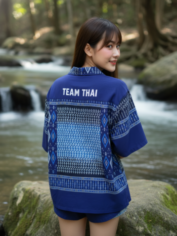 เสื้อทีมผ้าไทย ลายมัดหมี่ ด้านหลัง