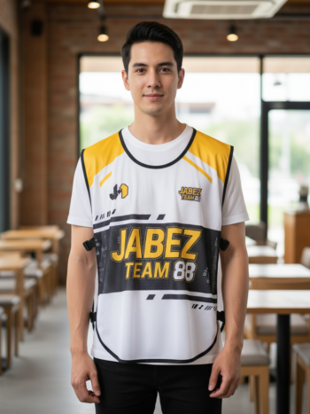 ออกแบบเสื้อกั๊ก รับผลิตเสื้อกั๊ก JABEZ ด้านหน้า