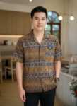 ออกแบบเสื้อทีมผ้าไทย รับผลิตเสื้อทีมผ้าไทย ทรงฮาวาย ด้านหน้า