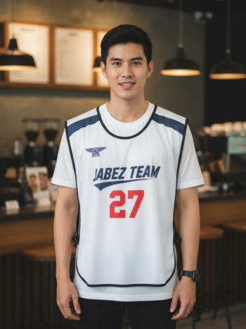 ออกแบบเสื้อกั๊ก รับผลิตเสื้อกั๊ก JABEZ ด้านหน้า