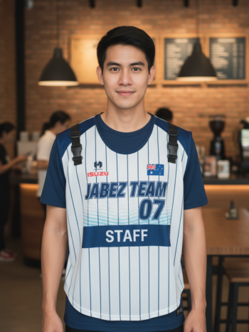 ออกแบบเสื้อกั๊ก รับผลิตเสื้อกั๊ก JABEZ ด้านหน้า