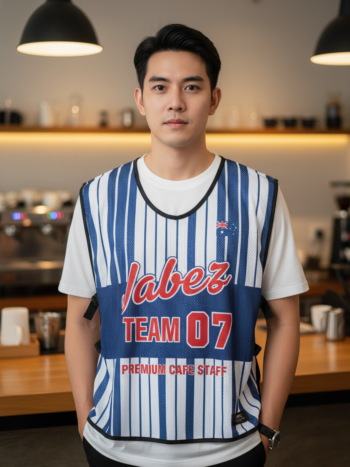 ออกแบบเสื้อกั๊ก รับผลิตเสื้อกั๊ก JABEZ ด้านหน้า