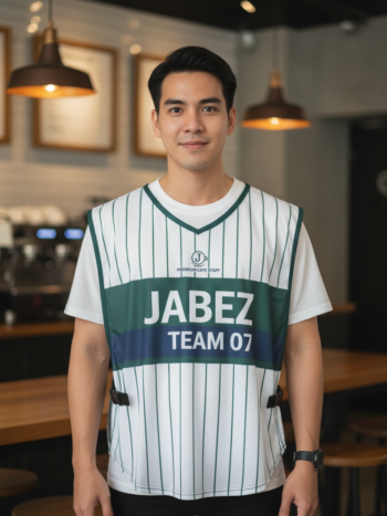ออกแบบเสื้อกั๊ก รับผลิตเสื้อกั๊ก JABEZ ด้านหน้า
