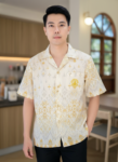 ออกแบบเสื้อทีมผ้าไทย รับผลิตเสื้อทีมผ้าไทย ทรงฮาวาย ด้านหน้า