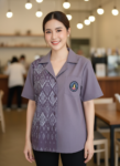 ออกแบบเสื้อทีมผ้าไทย รับผลิตเสื้อทีมผ้าไทย ทรงฮาวาย ด้านหน้า