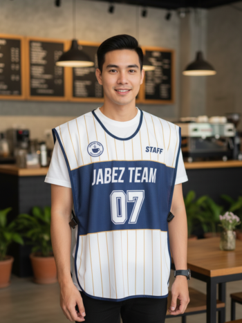 ออกแบบเสื้อกั๊ก รับผลิตเสื้อกั๊ก JABEZ ด้านหน้า